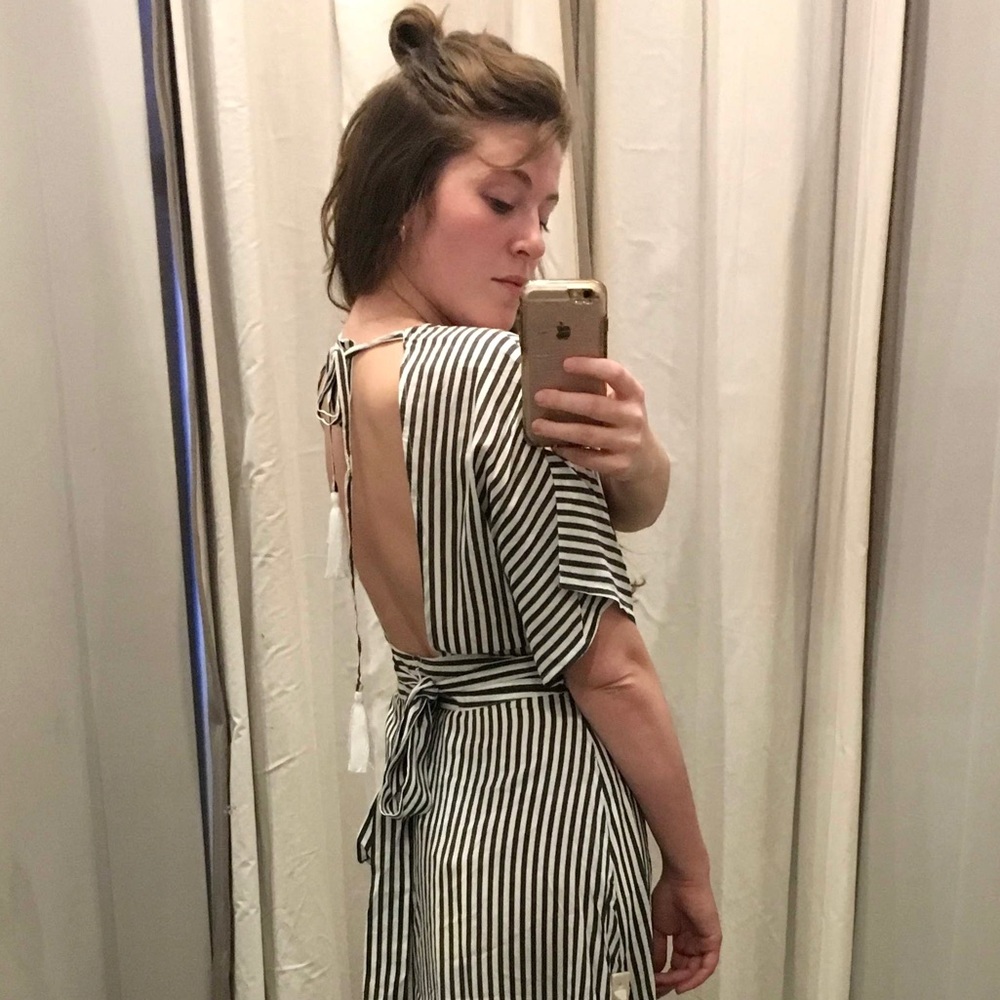 Striped A-Line Breezy Midi Dress